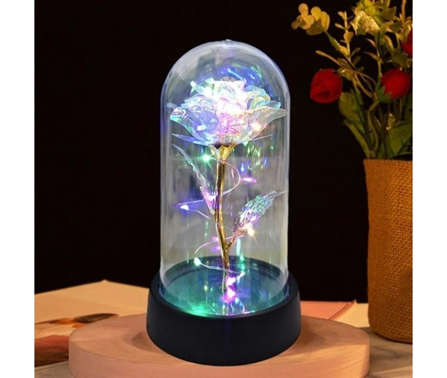 Trandafir in Cupola, Flippy, cu Lumina Led Multicolora, Baterii, 8.5 x 15 cm, Auriu Trandafir in Cupola, Flippy, cu Lumina Led Multicolora, Baterii, 8.5 x 15 cm, Auriu