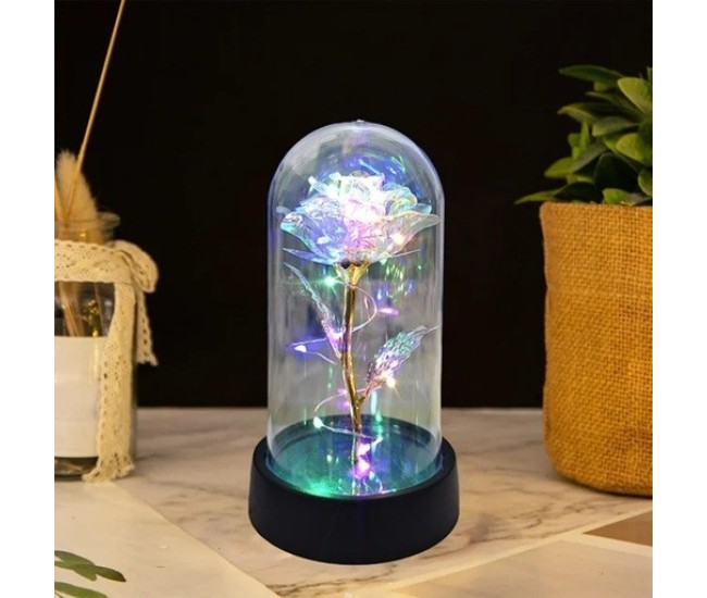 Trandafir in Cupola, Flippy, cu Lumina Led Multicolora, Baterii, 8.5 x 15 cm, Auriu Trandafir in Cupola, Flippy, cu Lumina Led Multicolora, Baterii, 8.5 x 15 cm, Auriu