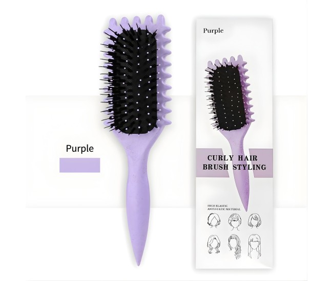 Perie Profesionala pentru Par, Flippy, Perie pentru Definirea Buclelor pentru Par Cret, Multifunctionala, 24.5 x 7 x 4.3 cm, Mov