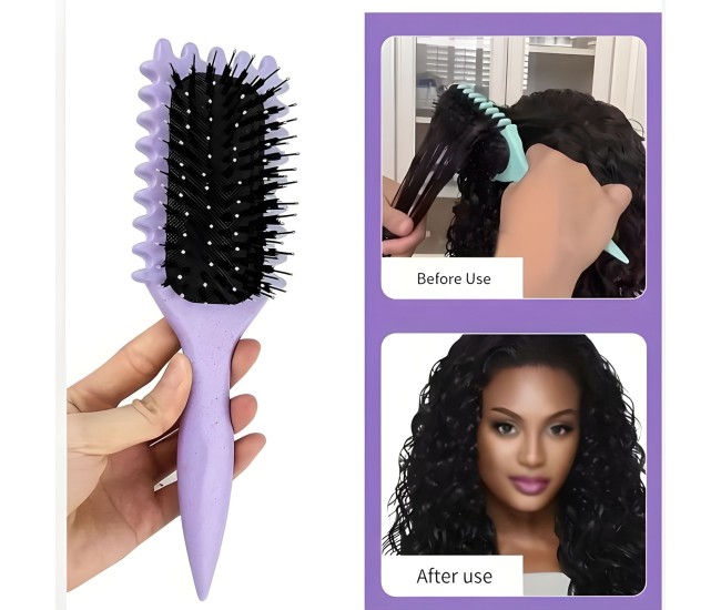 Perie Profesionala pentru Par, Flippy, Perie pentru Definirea Buclelor pentru Par Cret, Multifunctionala, 24.5 x 7 x 4.3 cm, Mov