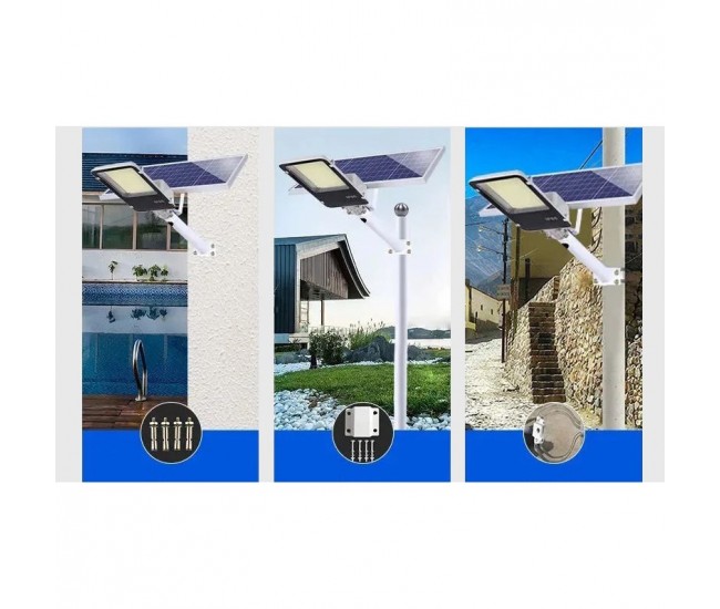 Proiector LED pentru stalp, casa, perete cu suport metalic inclus, Flippy, 38,5 cm x 14,2 cm, Rezistent la Apa IP65, cu Panou Solar, 240 COB LED, 100 W, Senzor de lumina, Timer, cu Telecomanda, intensitate reglabila, kit montaj inclus, Lumina Rece Proiector LED pentru stalp, casa, perete cu suport metalic inclus, Flippy, 38,5 cm x 14,2 cm, Rezistent la Apa IP65, cu Panou Solar, 240 COB LED, 100 W, Senzor de lumina, Timer, cu Telecomanda, intensitate reglabila, kit montaj inclus, Lumina Rece