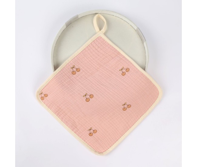 Prosop Absorbant, Flippy, din Bumbac, 25 x 25 cm, Model Cirese, cu Agatatoare, Roz