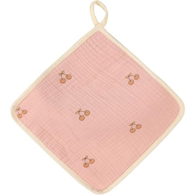 Prosop Absorbant, Flippy, din Bumbac, 25 x 25 cm, Model Cirese, cu Agatatoare, Roz