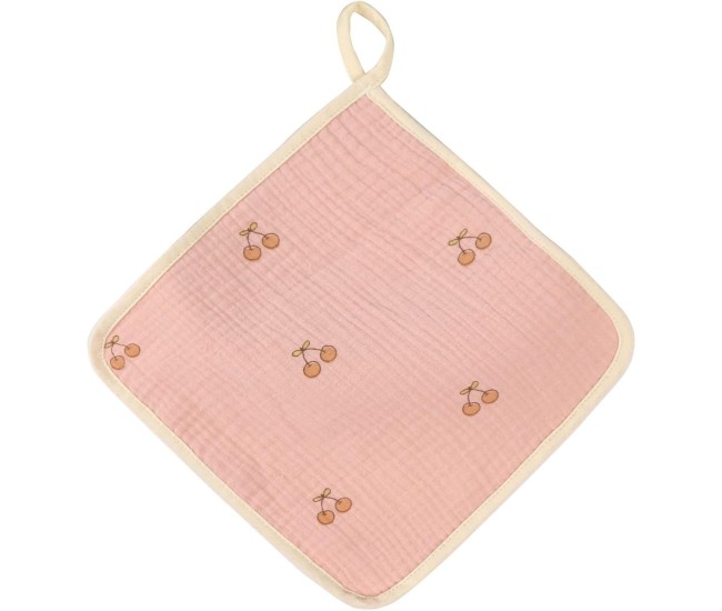 Prosop Absorbant, Flippy, din Bumbac, 25 x 25 cm, Model Cirese, cu Agatatoare, Roz