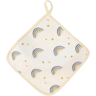 Prosop Absorbant, Flippy, din Bumbac, 25 x 25 cm, Model Curcubeu, cu Agatatoare, Bej