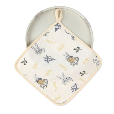 Prosop Absorbant, Flippy, din Bumbac, 25 x 25 cm, Model Iepurasi, cu Agatatoare, Bej