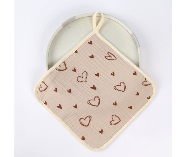 Prosop Absorbant, Flippy, din Bumbac, 25 x 25 cm, Model Inimioare, cu Agatatoare, Bej