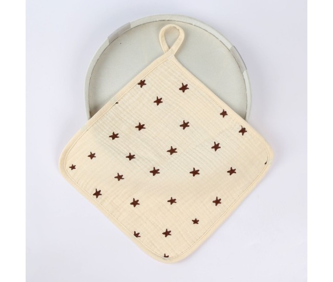 Prosop Absorbant, Flippy, din Bumbac, 25 x 25 cm, Model Stelute, cu Agatatoare, Bej