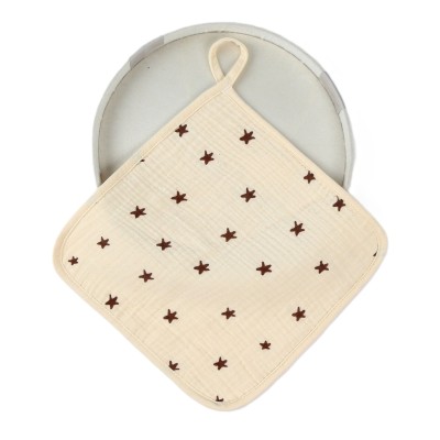 Prosop Absorbant, Flippy, din Bumbac, 25 x 25 cm, Model Stelute, cu Agatatoare, Bej