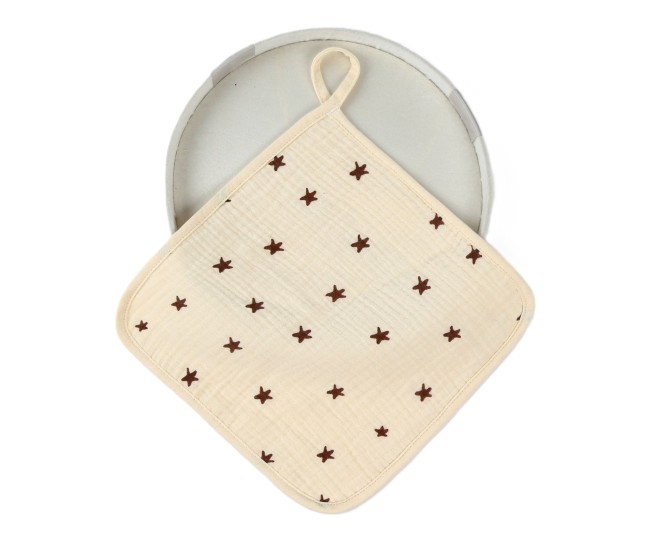 Prosop Absorbant, Flippy, din Bumbac, 25 x 25 cm, Model Stelute, cu Agatatoare, Bej