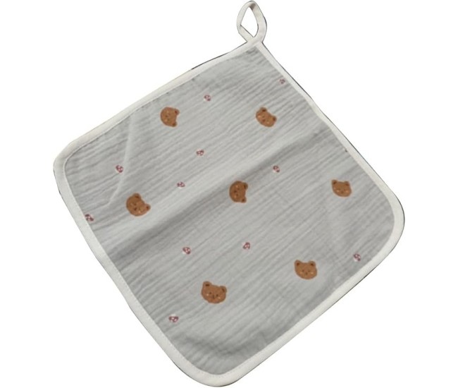 Prosop Absorbant, Flippy, din Bumbac, 25 x 25 cm, Model Ursuleti, cu Agatatoare, Crem