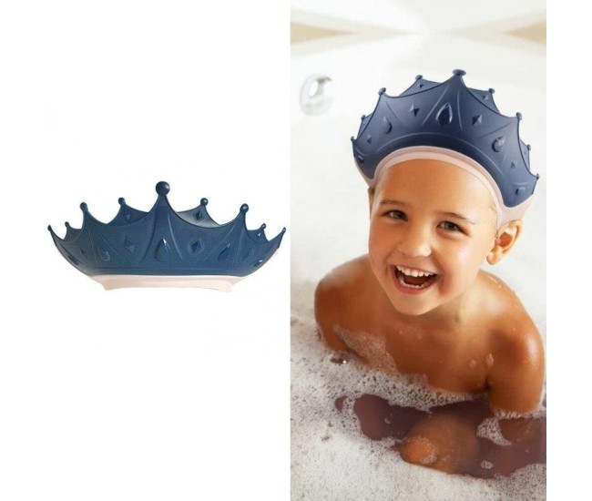 Viziera de Protectie Baie Pentru Copii, Fippy, Model Coroana, Dimensiune ajustabila, Durabil, Usor de curatat, Impotriva Samponului, pentru Ochi si Urechi, TPE+PP, 15x13 cm, Albastru Inchis Viziera de Protectie Baie Pentru Copii, Fippy, Model Coroana, Dimensiune ajustabila, Durabil, Usor de curatat, Impotriva Samponului, pentru Ochi si Urechi, TPE+PP, 15x13 cm, Albastru Inchis