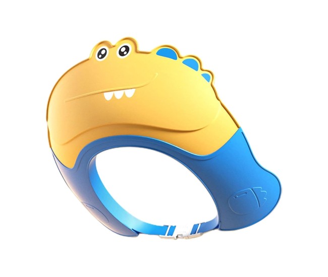 Casca de Dus, Flippy, Previne Scurgerea Apei si Samponului pe Fata, 0-12 Ani, Ajustabila, din TPE+PP, 20 x 23 cm, Model Crocodil, Galben/Albastru Casca de Dus, Flippy, Previne Scurgerea Apei si Samponului pe Fata, 0-12 Ani, Ajustabila, din TPE+PP, 20 x 23 cm, Model Crocodil, Galben/Albastru