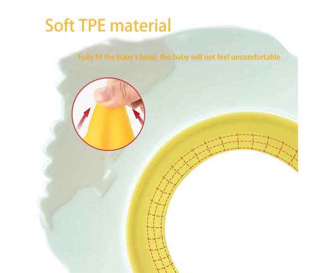 Viziera de Protectie Baie Pentru Copii, Fippy, Model Hipopotam, Dimensiune ajustabila, Durabil, Usor de curatat, Impotriva Samponului, pentru Ochi si Urechi, TPE+PP, 22x21 cm, Galben