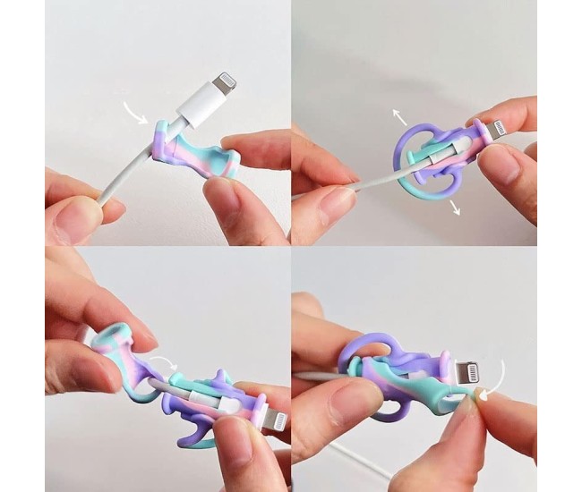 Protectie cablu USB, din silicon, model 2, multicolor