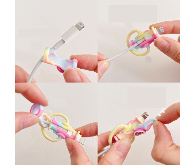 Protectie cablu USB Flippy, din silicon, model 5, multicolor