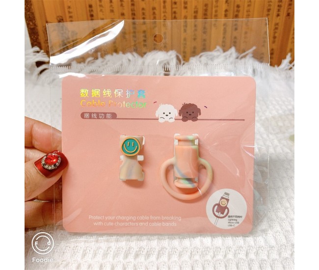 Protectie cablu USB Flippy, din silicon, model 4, multicolor