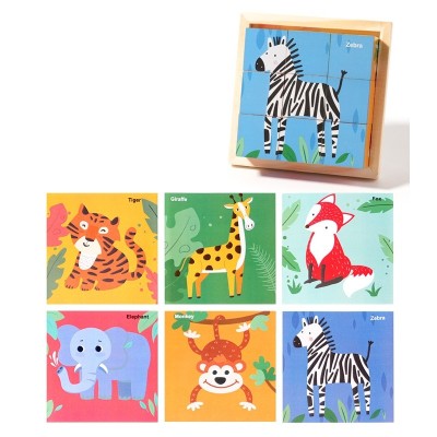 Puzzle din Lemn, Flippy, 9 Cuburi, 6 Fete, 4-6 Ani, 11 x 11 x 3.2 cm, Model Animale Salbatice, Multicolor Puzzle din Lemn, Flippy, 9 Cuburi, 6 Fete, 4-6 Ani, 11 x 11 x 3.2 cm, Model Animale Salbatice, Multicolor