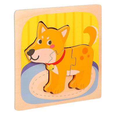 Puzzle Montessori din Lemn pentru Copii, Flippy, 3D, 0-3 Ani, Model Catel, Educativ, Intuitiv, Creativ, 3 Piese, 15x15x0.5 cm, Multicolor Puzzle Montessori din Lemn pentru Copii, Flippy, 3D, 0-3 Ani, Model Catel, Educativ, Intuitiv, Creativ, 3 Piese, 15x15x0.5 cm, Multicolor