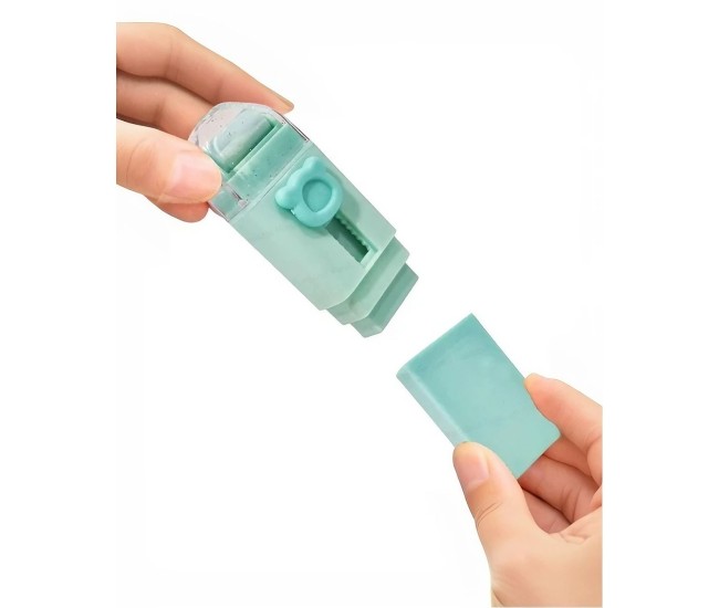 Radiera Retractabila, Flippy, Model Ursulet, Reglare Push-Pull, Radiera de tip Push, Doua Radiere de Rezerva in set din Cauciuc, Verde deschis Radiera Retractabila, Flippy, Model Ursulet, Reglare Push-Pull, Radiera de tip Push, Doua Radiere de Rezerva in set din Cauciuc, Verde deschis