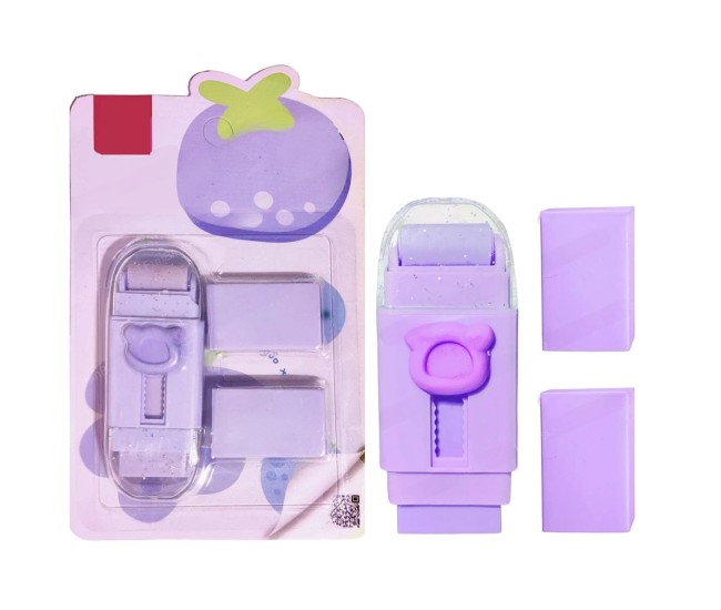 Radiera Retractabila, Flippy, Model Ursulet, Reglare Push-Pull, Radiera de tip Push, Doua Radiere de Rezerva in set din Cauciuc, Mov Radiera Retractabila, Flippy, Model Ursulet, Reglare Push-Pull, Radiera de tip Push, Doua Radiere de Rezerva in set din Cauciuc, Mov