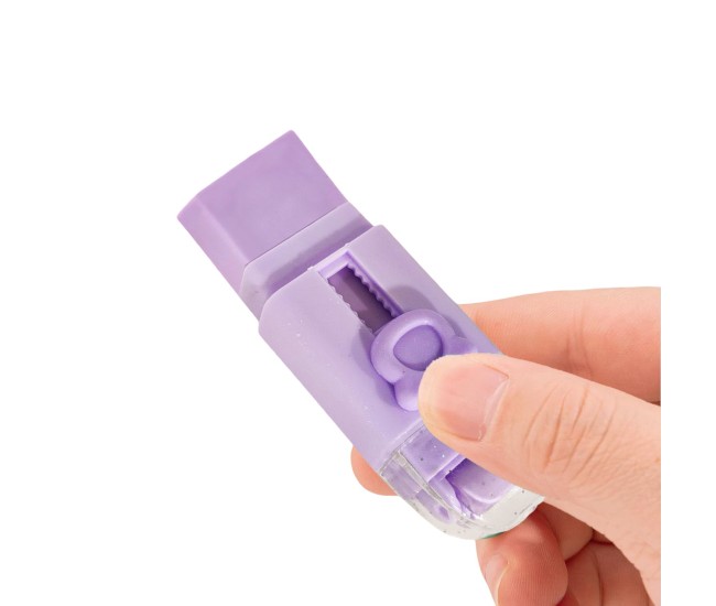 Radiera Retractabila, Flippy, Model Ursulet, Reglare Push-Pull, Radiera de tip Push, Doua Radiere de Rezerva in set din Cauciuc, Mov Radiera Retractabila, Flippy, Model Ursulet, Reglare Push-Pull, Radiera de tip Push, Doua Radiere de Rezerva in set din Cauciuc, Mov