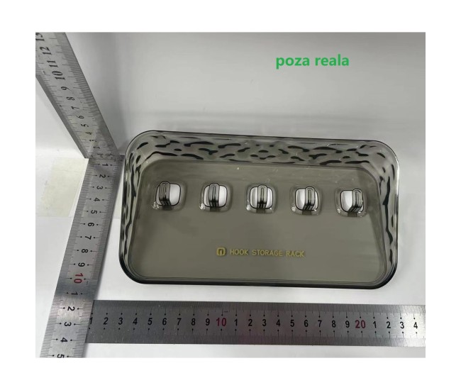 Raft de Depozitare cu Carlig, Flippy, Pentru Chei, Bijuterii, 20.3 x 4.6 x 10.3 cm, Gri Raft de Depozitare cu Carlig, Flippy, Pentru Chei, Bijuterii, 20.3 x 4.6 x 10.3 cm, Gri