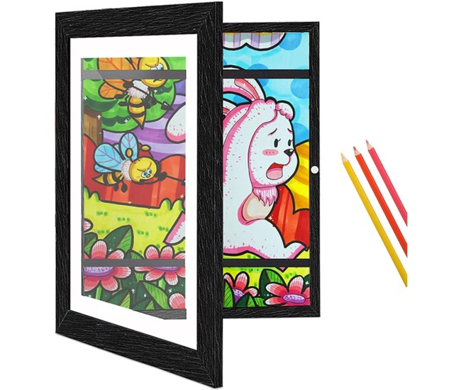 Rama Foto Flippy, din Lemn, cu Spatiu Pentru Depozitare, Pentru Desene si Picturi A4, Sticla Securizata, Rama MDF, Negru Rama Foto Flippy, din Lemn, cu Spatiu Pentru Depozitare, Pentru Desene si Picturi A4, Sticla Securizata, Rama MDF, Negru