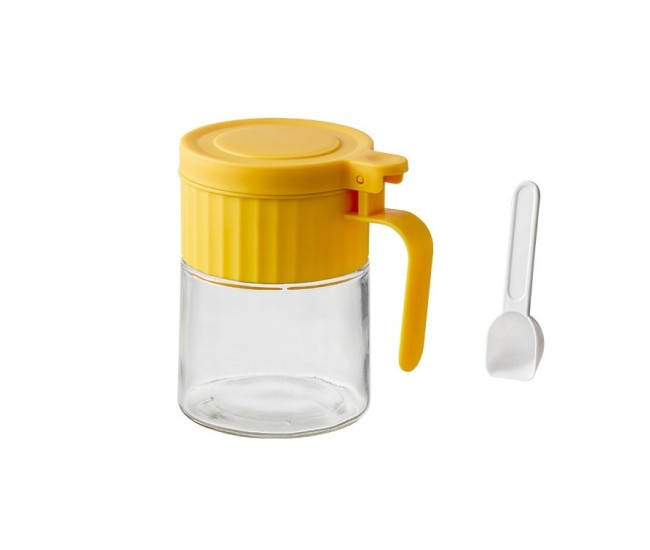 Recipient Condimente, Flippy, din Stilca, 180 ml, cu Maner si Lingurita, 10.6 x 7 x 7 cm, Capac Mat, Galben Recipient Condimente, Flippy, din Stilca, 180 ml, cu Maner si Lingurita, 10.6 x 7 x 7 cm, Capac Mat, Galben