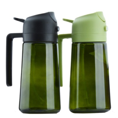 Recipient pentru Ulei 2 in 1, Flippy, Set 2 Bucati, Functie Spray & Turnare, din Sticla, Fara Scurgere, 18.5 x 8 x 8 cm, 470 ml/buc, Sticla Verde, Verde/Negru