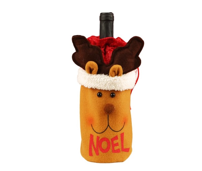 Saculet de Craciun pentru Sticla de Bautura, Flippy, Model Ren Accesorizat, Tematica Petrecere de Craciun, Marime Universala, 13x28 cm, Maro Saculet de Craciun pentru Sticla de Bautura, Flippy, Model Ren Accesorizat, Tematica Petrecere de Craciun, Marime Universala, 13x28 cm, Maro