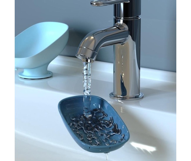 Savoniera din Plastic, Flippy, cu Ventuza, Design Modern, Albastru Savoniera din Plastic, Flippy, cu Ventuza, Design Modern, Albastru