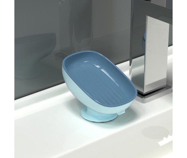 Savoniera din Plastic, Flippy, cu Ventuza, Design Modern, Albastru Savoniera din Plastic, Flippy, cu Ventuza, Design Modern, Albastru