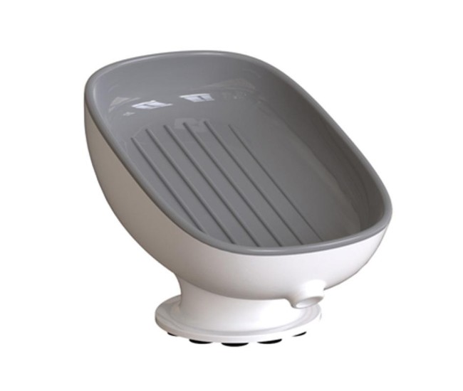 Savoniera din Plastic, Flippy, cu Ventuza, Design Modern, Gri Savoniera din Plastic, Flippy, cu Ventuza, Design Modern, Gri
