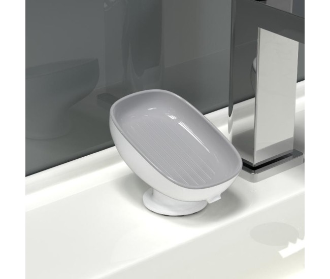 Savoniera din Plastic, Flippy, cu Ventuza, Design Modern, Gri Savoniera din Plastic, Flippy, cu Ventuza, Design Modern, Gri