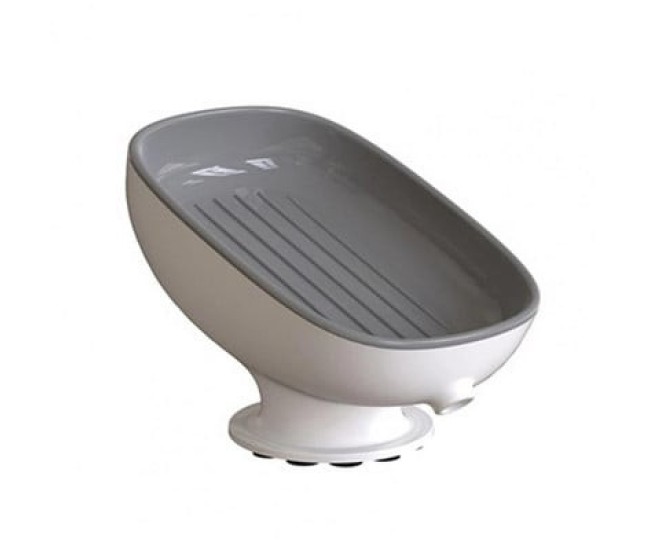 Savoniera din Plastic, Flippy, cu Ventuza, Design Modern, Gri Savoniera din Plastic, Flippy, cu Ventuza, Design Modern, Gri