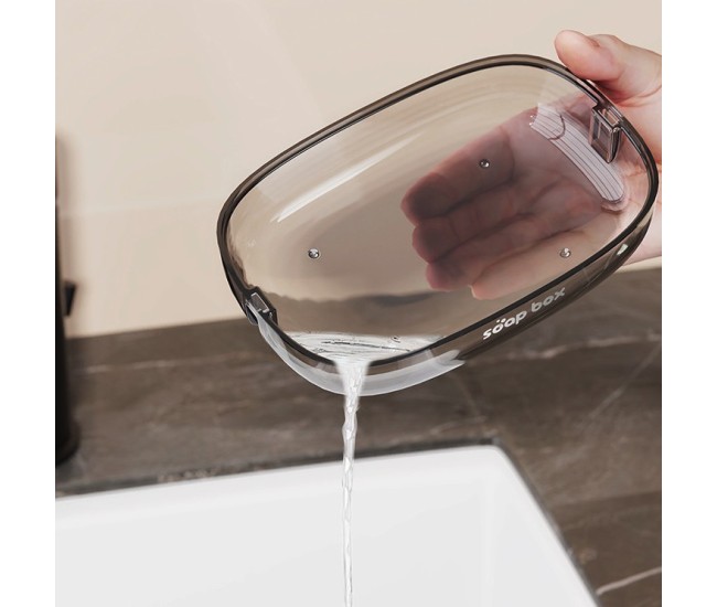 Savoniera, Flippy, Pentru Blat, PET, Scurgere Optima, din Plastic, 13 x 9 x 4 cm, Gri