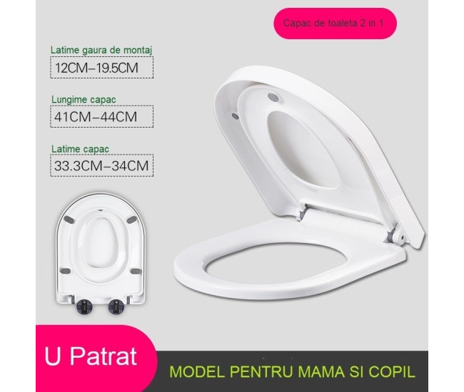 Capac de Toaleta cu Reductie 2 in 1, Flippy, pentru Copii si Adulti, Coborare Lenta si Silentioasa, Instalare Usoara, din PP5 , in Forma de U Patrat, Alb Capac de Toaleta cu Reductie 2 in 1, Flippy, pentru Copii si Adulti, Coborare Lenta si Silentioasa, Instalare Usoara, din PP5 , in Forma de U Patrat, Alb
