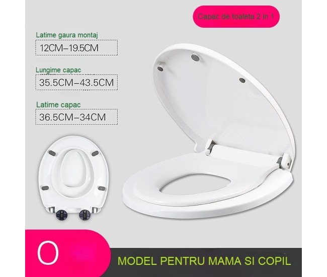 Capac de Toaleta cu Reductie 2 in 1, Flippy, pentru Copii si Adulti, Coborare Lenta si Silentioasa, Instalare Usoara, din PP5 , in Forma de O, Alb Capac de Toaleta cu Reductie 2 in 1, Flippy, pentru Copii si Adulti, Coborare Lenta si Silentioasa, Instalare Usoara, din PP5 , in Forma de O, Alb