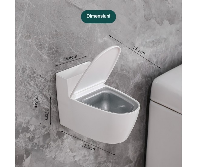 Scrumiera creativa Flippy, Forma de Toaleta, Capac Alb , Material ABS si Otel Inoxidabil, 12.5 x 9.8 x 8.4 cm, Fixare prin Lipire sau De Sine Statator, pentru Baie, Camera, Bucatarie, Balcon, Alb Scrumiera creativa Flippy, Forma de Toaleta, Capac Alb , Material ABS si Otel Inoxidabil, 12.5 x 9.8 x 8.4 cm, Fixare prin Lipire sau De Sine Statator, pentru Baie, Camera, Bucatarie, Balcon, Alb