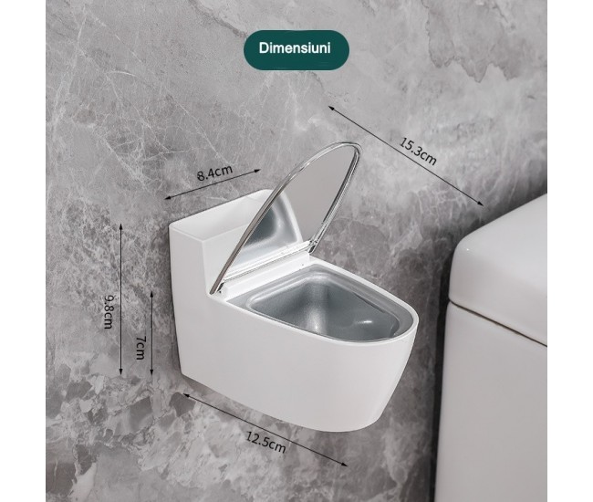 Scrumiera creativa Flippy, Forma de Toaleta, Capac Argintiu, Material ABS si Otel Inoxidabil, 12.5 x 9.8 x 8.4 cm, Fixare prin Lipire sau De Sine Statator, pentru Baie, Camera, Bucatarie, Balcon, Argintiu Scrumiera creativa Flippy, Forma de Toaleta, Capac Argintiu, Material ABS si Otel Inoxidabil, 12.5 x 9.8 x 8.4 cm, Fixare prin Lipire sau De Sine Statator, pentru Baie, Camera, Bucatarie, Balcon, Argintiu