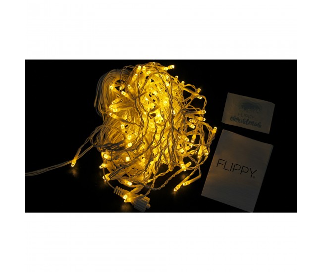 Sectiune de Craciun Flippy® Tip Turturi, 8 jocuri de lumini Sectiu 5 m, 143 LED-uri, Interconectabila, Fir Alb, Alb Cald