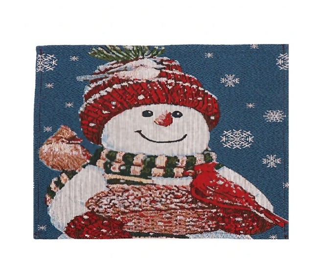 Servet de Masa, Flippy, Model Om de Zapada si Ninsoare, Tematica Craciun, Prosop pentru Masa, Bumbac si Fibre Sintetice, 43x33 cm, Albastru Servet de Masa, Flippy, Model Om de Zapada si Ninsoare, Tematica Craciun, Prosop pentru Masa, Bumbac si Fibre Sintetice, 43x33 cm, Albastru