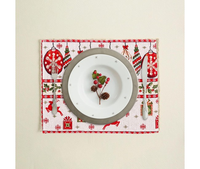 Servet pentru Masa, Flippy, Model Globulete si Cadouri, Tematica Craciun, 43 x 34 cm, Rosu Servet pentru Masa, Flippy, Model Globulete si Cadouri, Tematica Craciun, 43 x 34 cm, Rosu