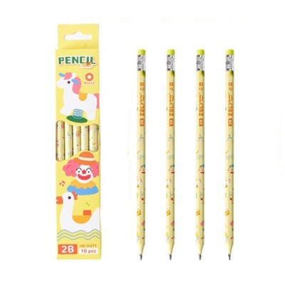 Set 10 Creioane Negre, Flippy, 2B, pentru Elevi Scoala, cu Radiera, Model Galben cu Circ Set 10 Creioane Negre, Flippy, 2B, pentru Elevi Scoala, cu Radiera, Model Galben cu Circ