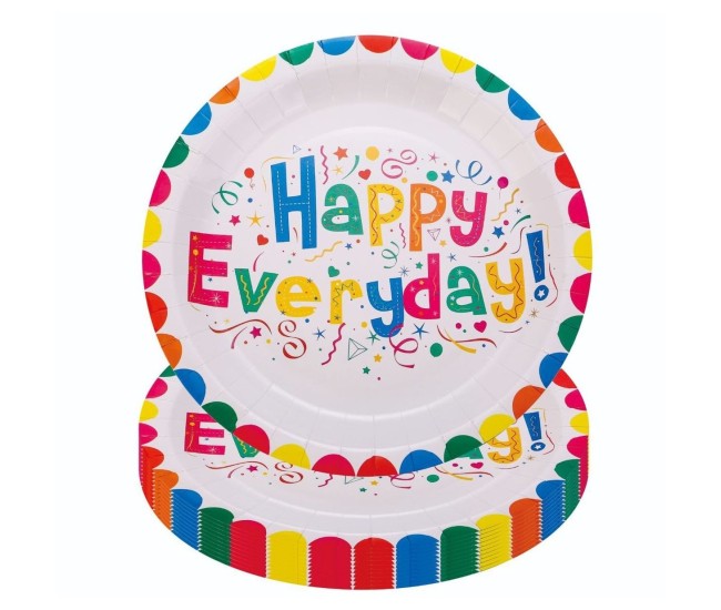 Set 10 Farfurii Happy Everyday, Flippy, 23 cm, din Hartie 300 g, Multicolor Set 10 Farfurii Happy Everyday, Flippy, 23 cm, din Hartie 300 g, Multicolor