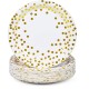 Set 10 Farfurii Unica Folosinta, Flippy, Imprimeu cu Buline, din Carton, Diametru 23 cm, Alb/Auriu Set 10 Farfurii Unica Folosinta, Flippy, Imprimeu cu Buline, din Carton, Diametru 23 cm, Alb/Auriu