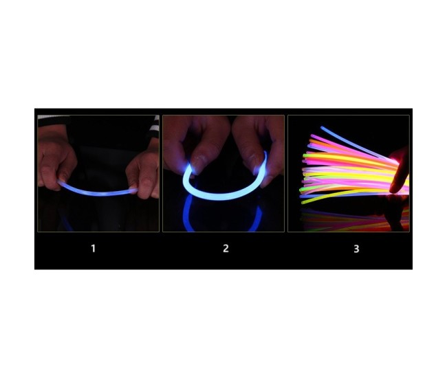 Set 100 Bratari Luminoase, Flippy, pentru Petreceri, Fosforescente, Glow Sticks, 20 cm, Multicolor