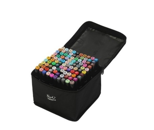Set 100 Markere Duble, Flippy, pe Baza de Alcool, Geanta Impermeabila Inclusa, Culori Numerotate, 17 x 17.5 x 13.7 cm, Multicolor Set 100 Markere Duble, Flippy, pe Baza de Alcool, Geanta Impermeabila Inclusa, Culori Numerotate, 17 x 17.5 x 13.7 cm, Multicolor