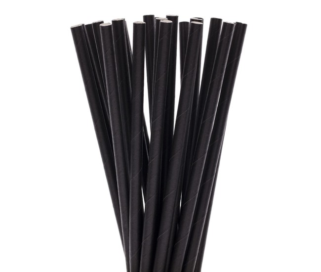 Set 100 Paie, Flippy, din Hartie, 20 cm, Model Uni, Negru Set 100 Paie, Flippy, din Hartie, 20 cm, Model Uni, Negru